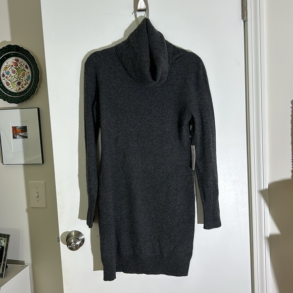 Knyt and lynk Cowl Neck Cashmere Sweater Dress Charcoal Gray M - Picture 1 of 9